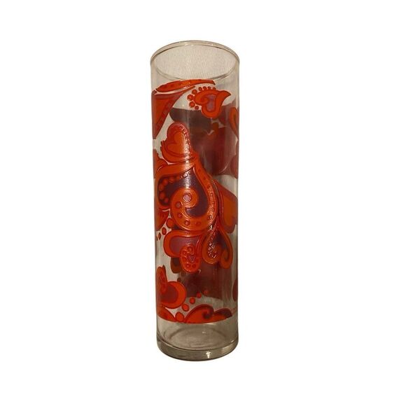 Vintage Indiana Glass USA Retro Boho Clear Glass Vase Hearts Paisley - Picture 1 of 8
